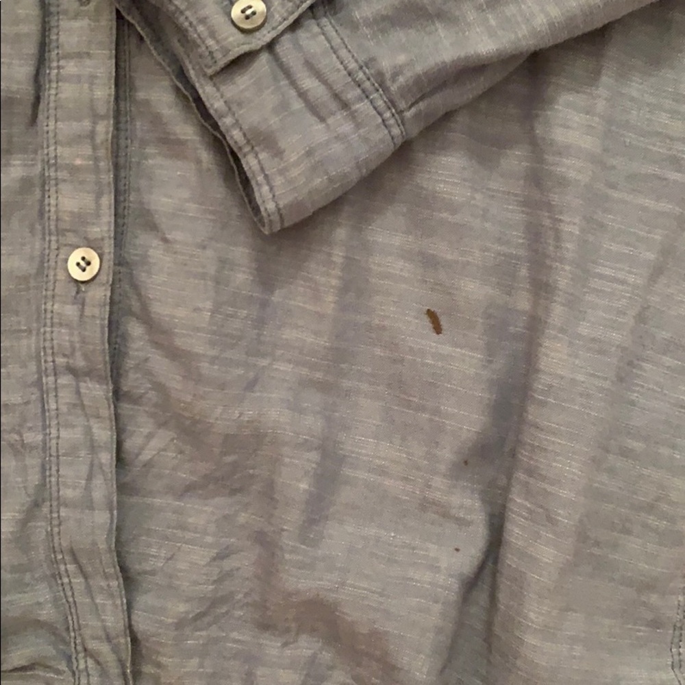 Free People denim button down with crochet back - Picture 2 of 4